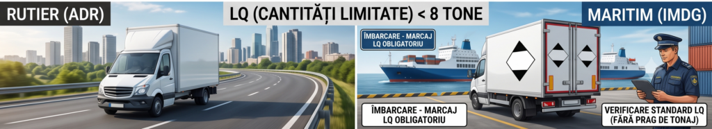 Diferențe marcare cantități limitate LQ între transport rutier și maritim